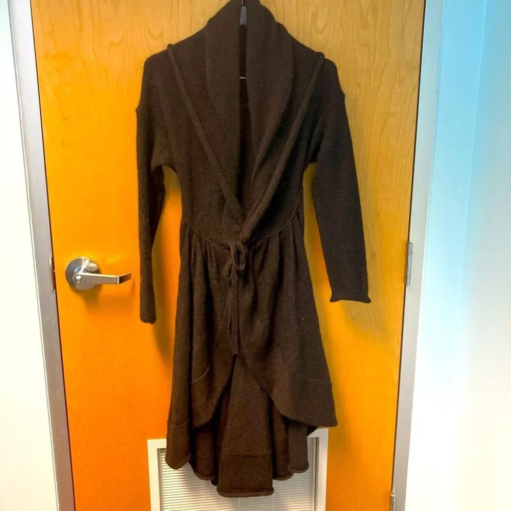 LA FEE MARABOUTEE Sz S Mohair Blend Duster Cascade High  Low Sweater Cardigan